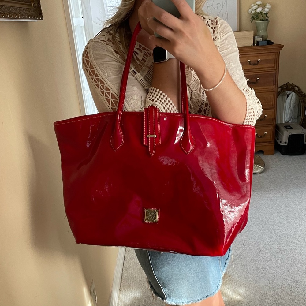 Rooney and Bourke Red Patent Leather Tote Bag